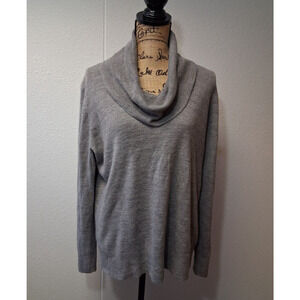 Effeci Funnel Neck Pullover Sweater Knit Stretch Long Sleeve Gray Womens Size 2X